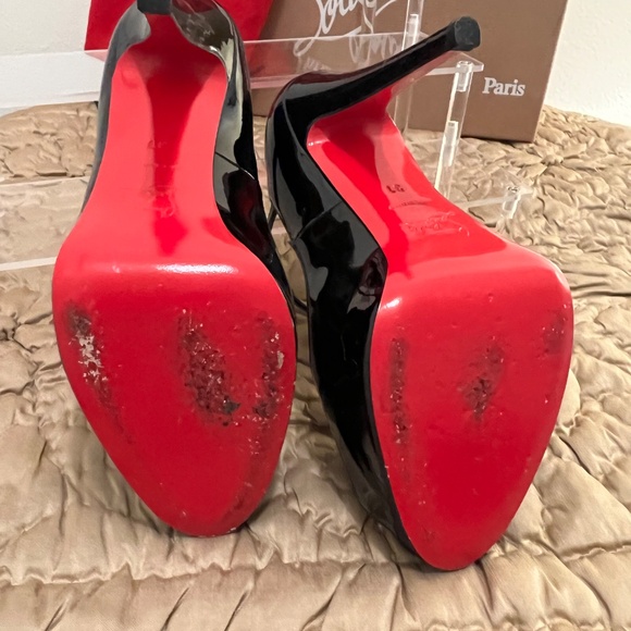 Christian Louboutin Patent Leather Peep Toe Pumps / Burlina 120 Size 37 - Picture 5 of 7
